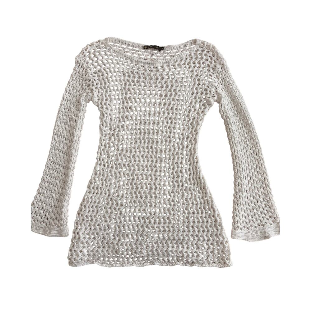 ViX Paula Hermanny Belle Crochet Long Sleeve swim cover-up dress S